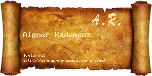 Aigner Radamesz névjegykártya